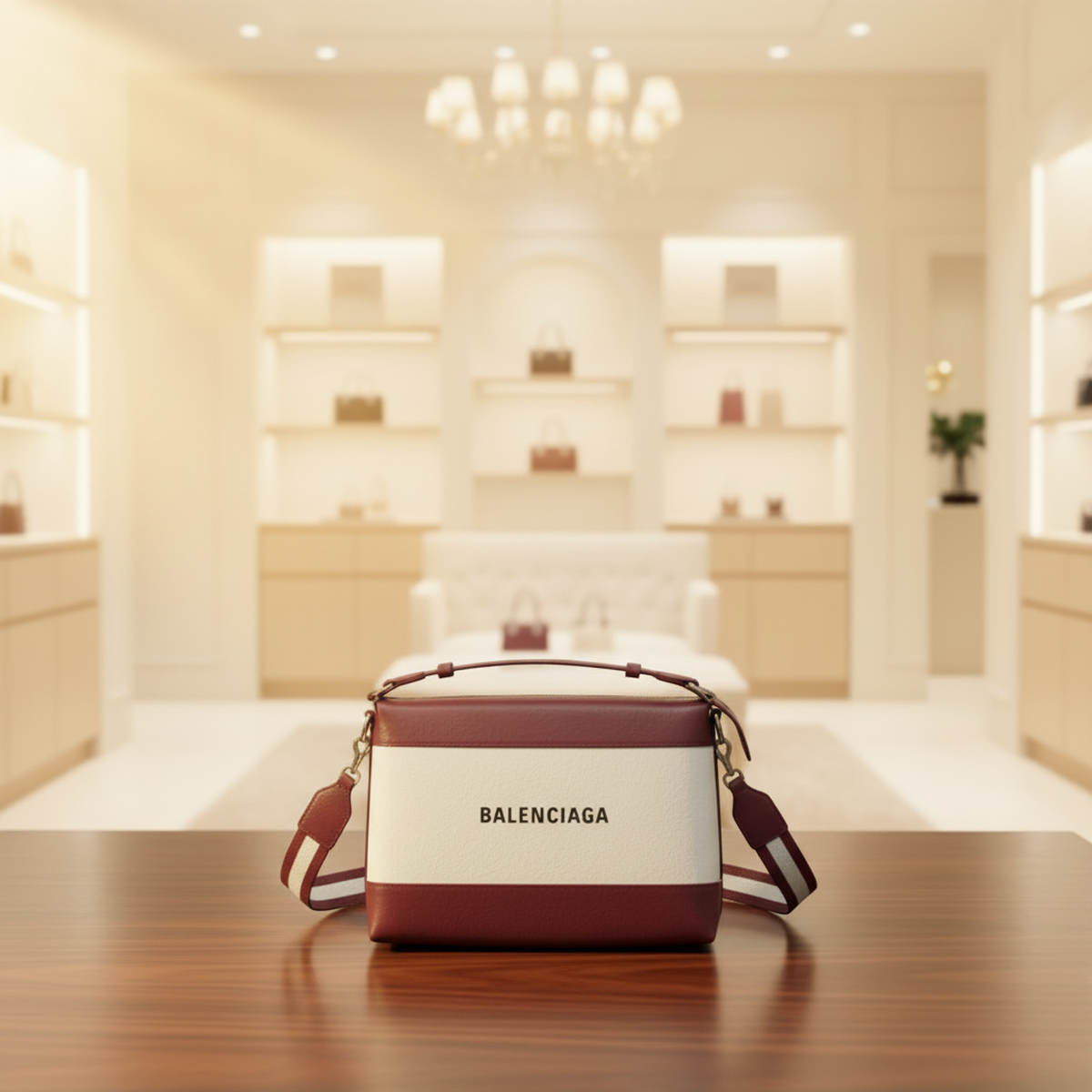 Balenciaga Navy Crossbody Bag 639497 Men,Women Canvas,Leather Shoulder Bag Off-white,Wine