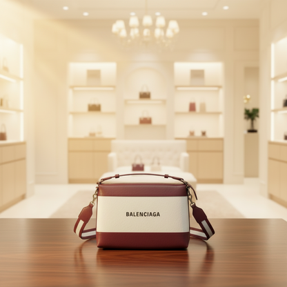 Balenciaga Navy Crossbody Bag 639497 Men,Women Canvas,Leather Shoulder Bag Off-white,Wine