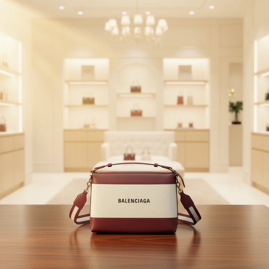 Balenciaga Navy Crossbody Bag 639497 Men,Women Canvas,Leather Shoulder Bag Off-white,Wine