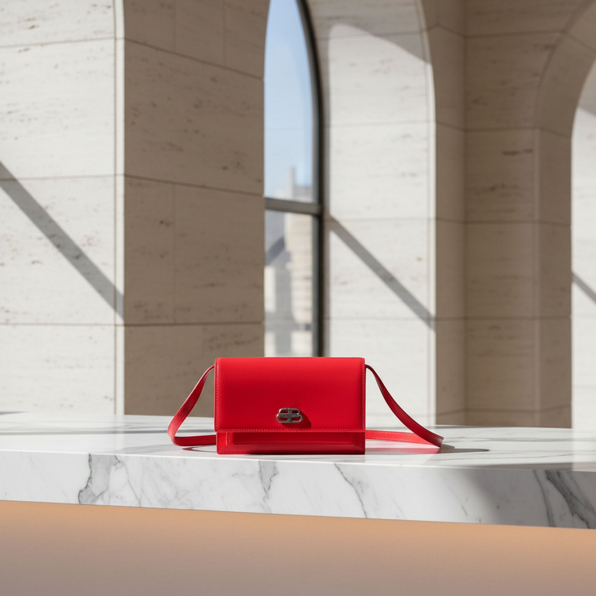 Balenciaga Sharp XS 594938 Men,Women Leather Fanny Pack,Shoulder Bag Red Color