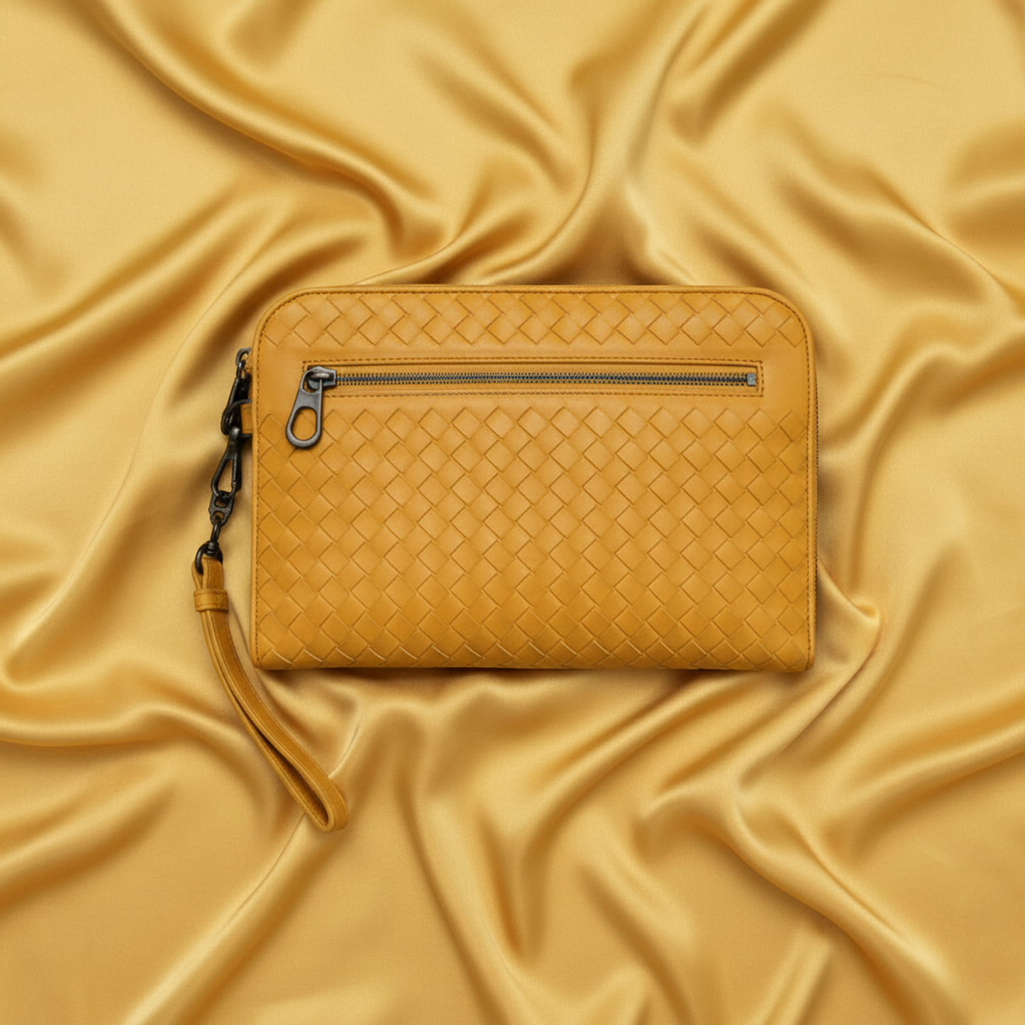 Bottega Veneta Intrecciato Women,Men Leather Clutch Bag,Pouch Yellow