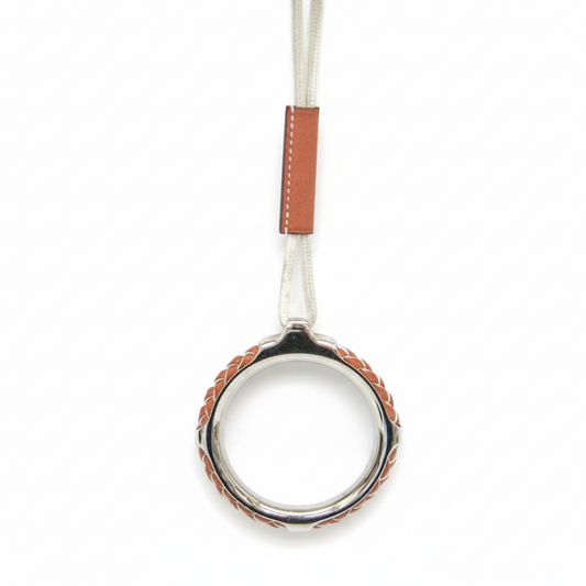 Hermes Loop Grand Kyoto Tresse Metal,Swift Leather Men,Women Fashion Pendant Necklace (Brown,White)