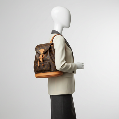 Louis Vuitton Monogram Montsouris MM M51136 Women's Backpack Brown
