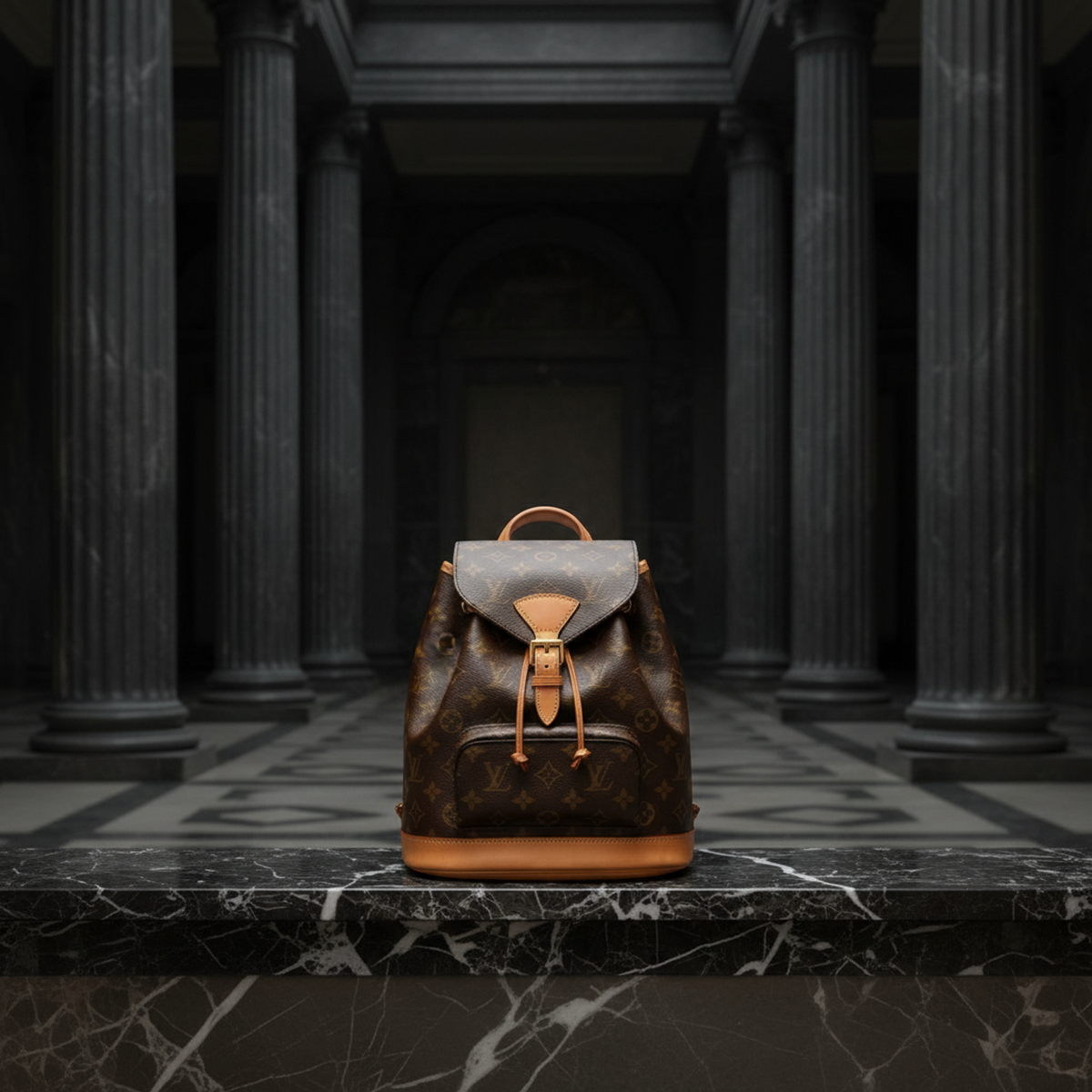 Louis Vuitton Monogram Montsouris MM M51136 Women's Backpack Brown
