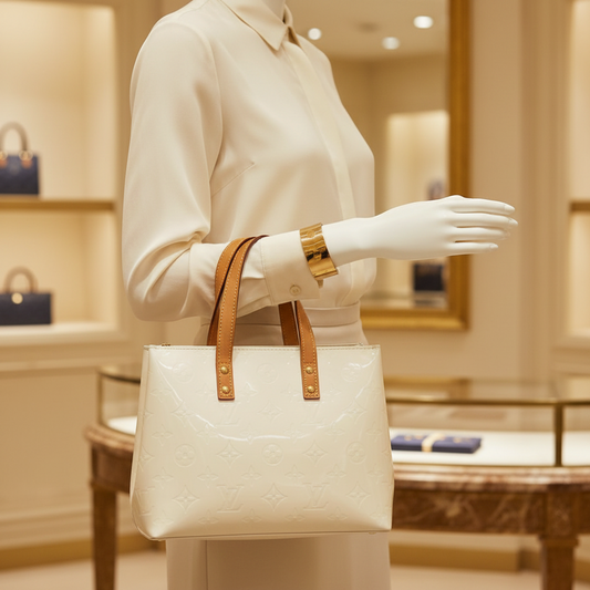 Louis Vuitton Monogram Vernis Reade PM M91336 Women's Handbag Pearl