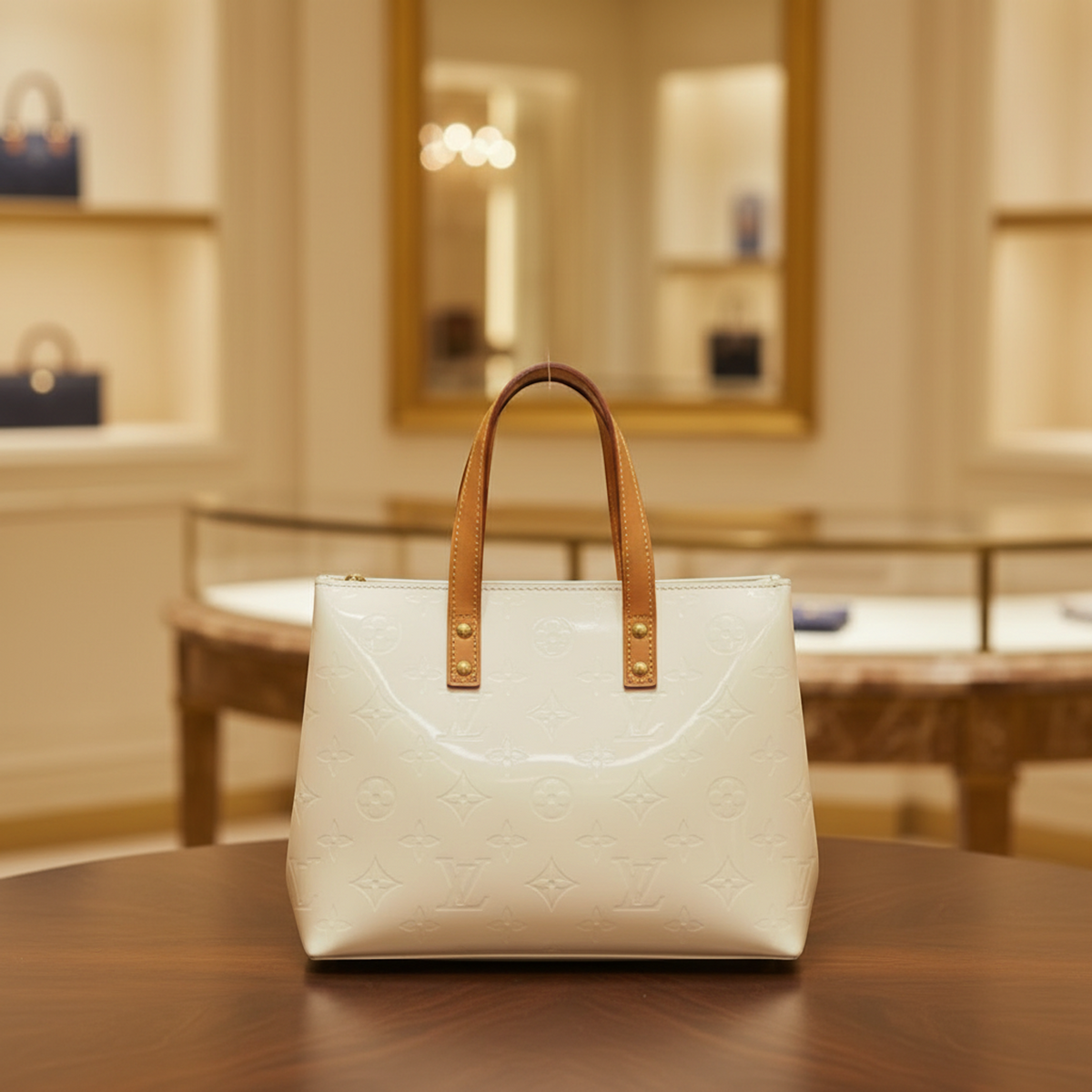 Louis Vuitton Monogram Vernis Reade PM M91336 Women's Handbag Pearl