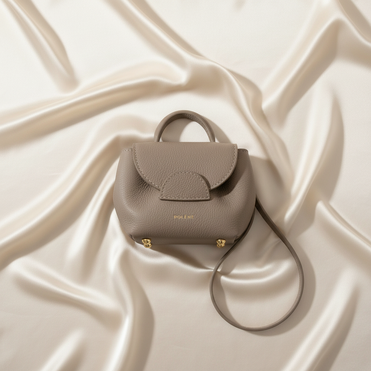 POLÈNE Numéro Un Micro Women's Leather Pouch Light Gray