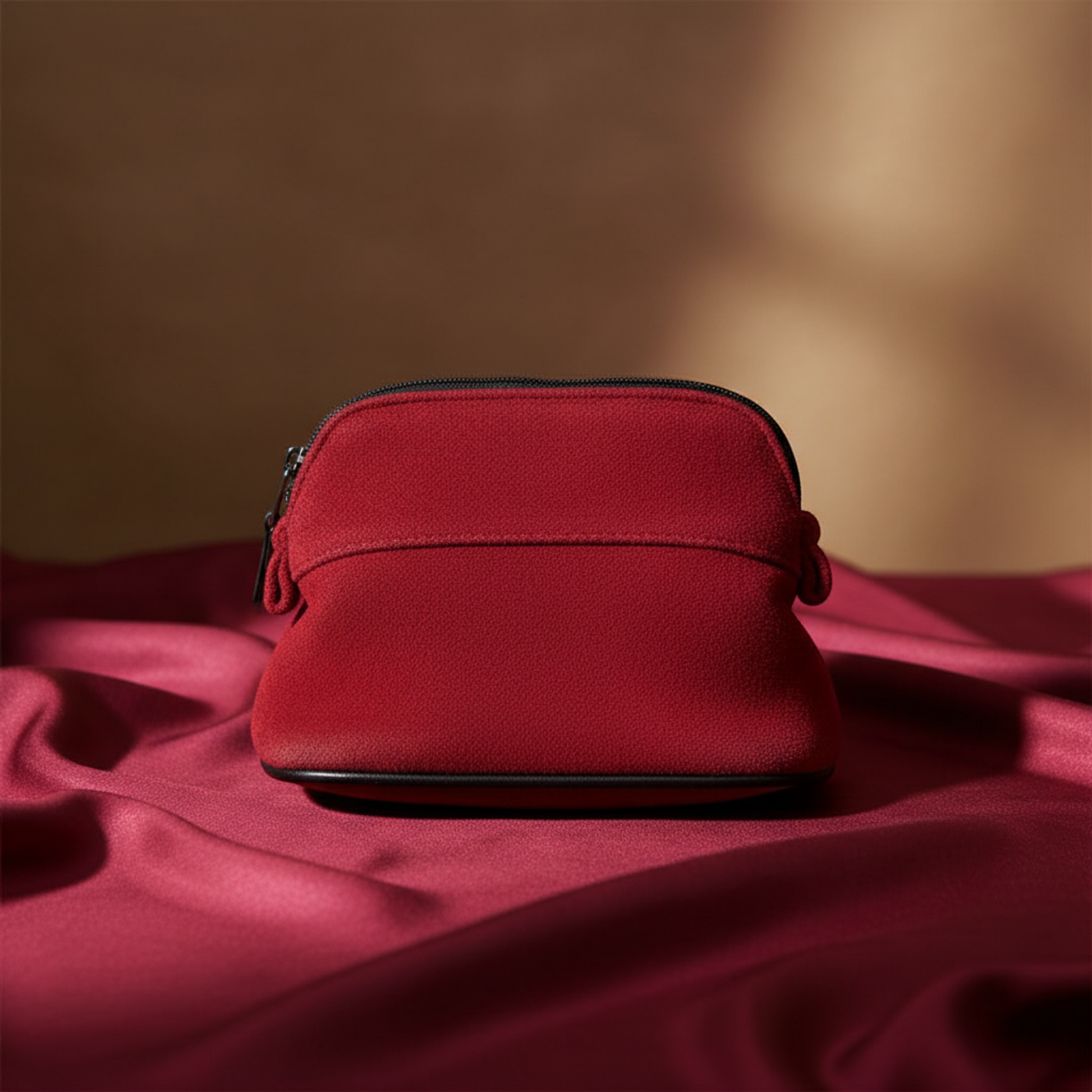 Hermes Bolide Mini Mini Women's Felt Pouch Red Color