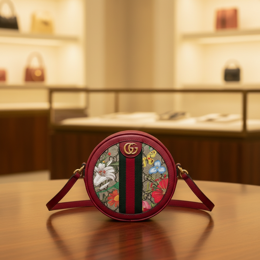 Gucci Ophidia GG Flora 598661 Women's GG Canvas,Leather Backpack Beige,Red Color