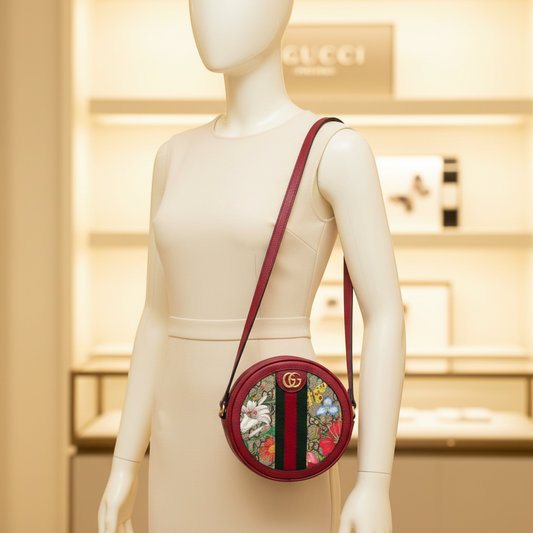 Gucci Ophidia GG Flora 598661 Women's GG Canvas,Leather Backpack Beige,Red Color