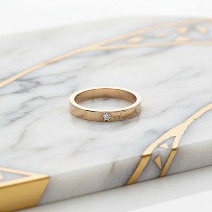 Cartier C De Cartier Ring With 1 Diamond Pink Gold (18K) Fashion Diamond Band Ring Pink Gold