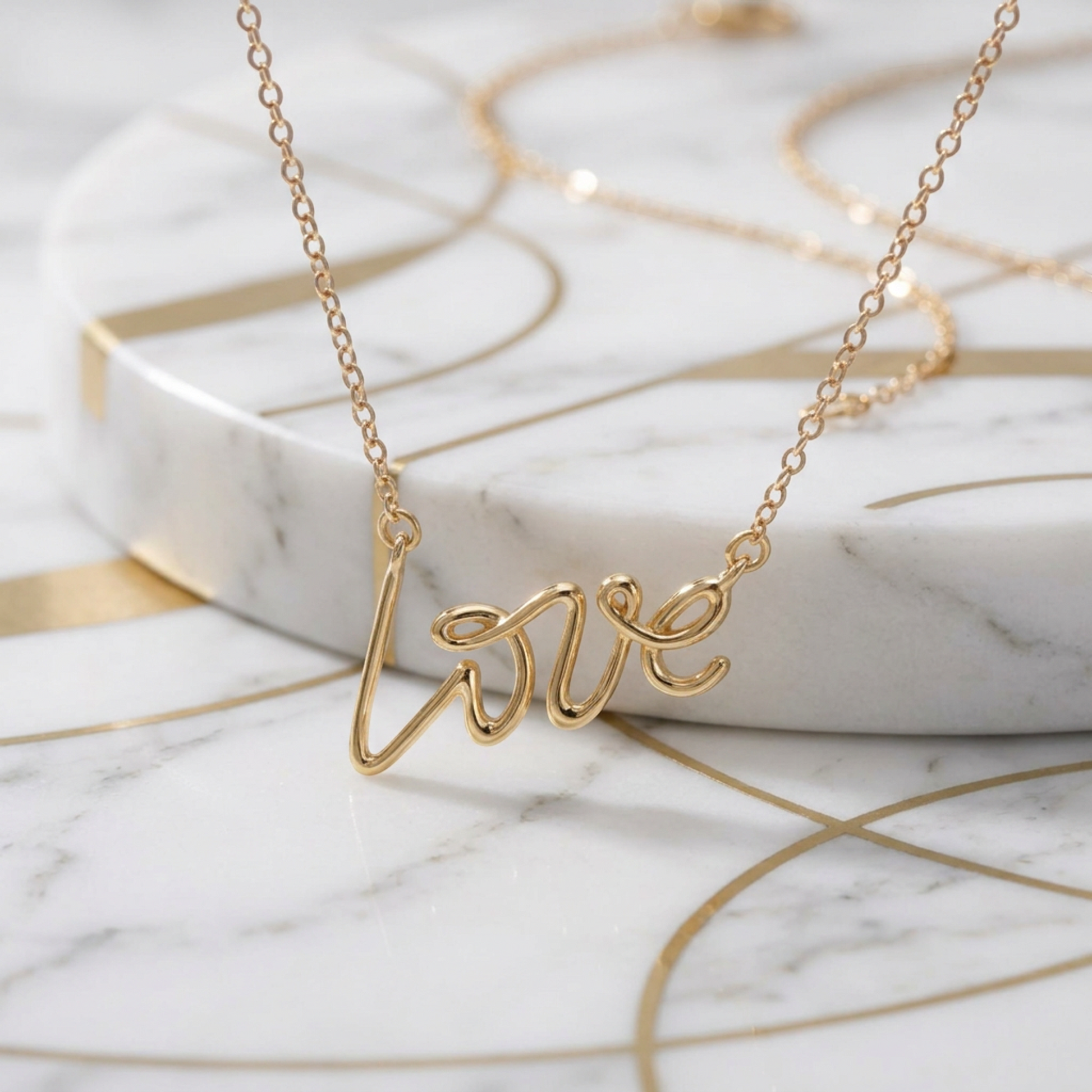 Tiffany Graffiti Love Necklace Pink Gold (18K) No Stone Men,Women Fashion Necklace (Pink Gold)