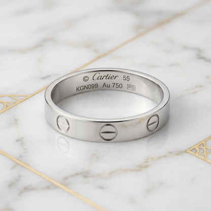Cartier Mini Love Ring White Gold (18K) Fashion No Stone Band Ring Silver