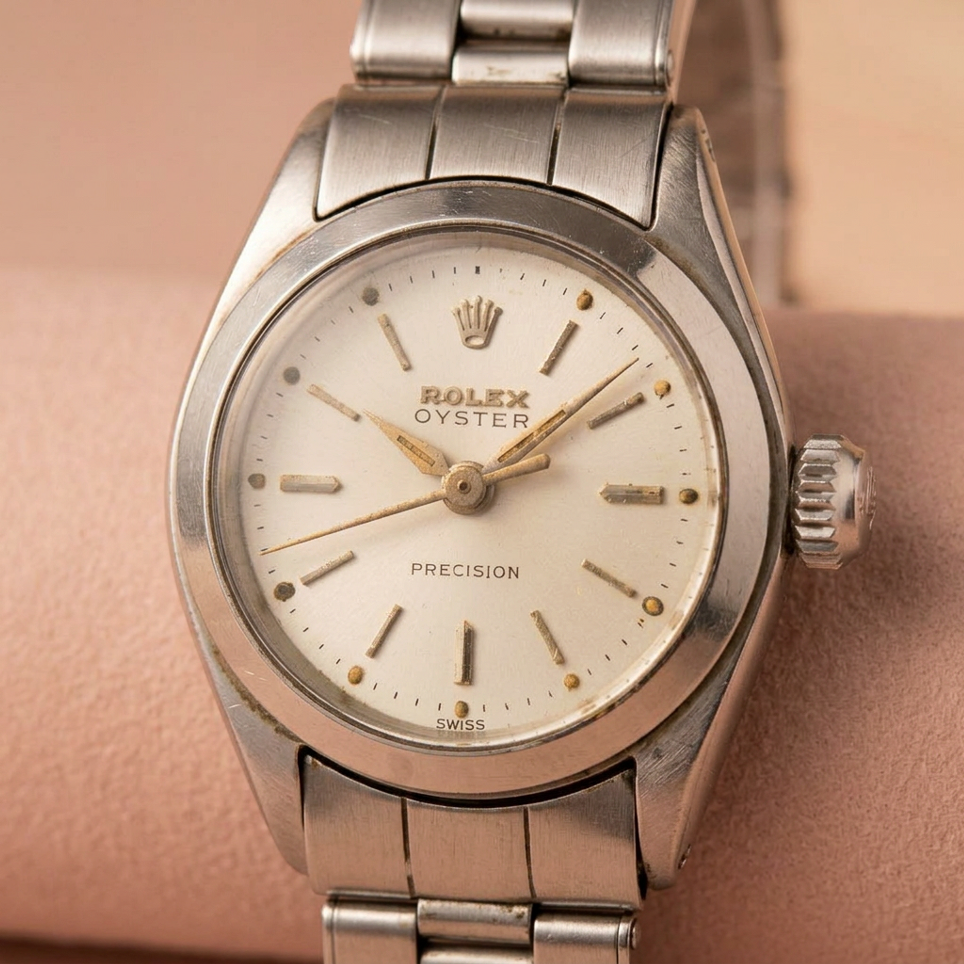 ROLEX Oyster Precision 6410 Steel Hand-Winding Ladies Watch Vintage