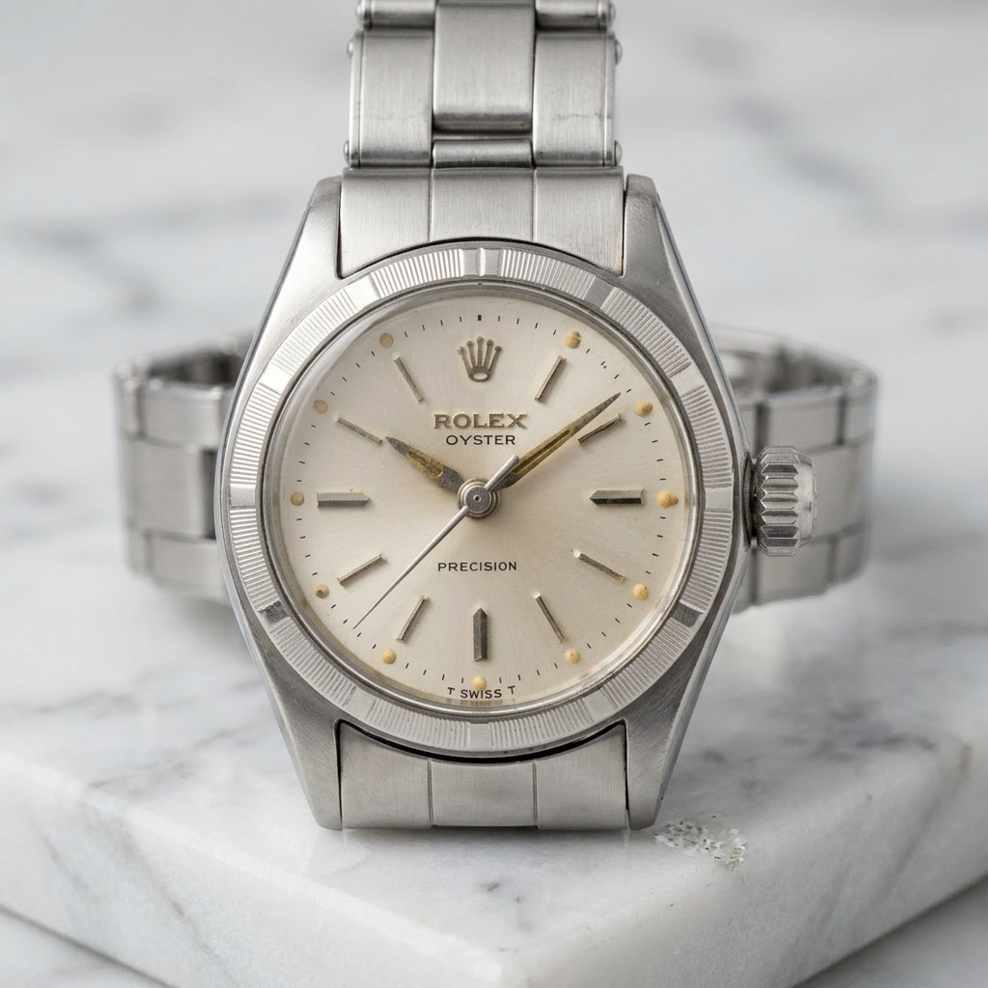 ROLEX Oyster Precision 6411 Steel Hand-winding Ladies Watch Vintage