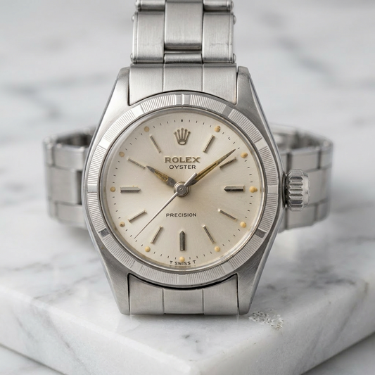 ROLEX Oyster Precision 6411 Steel Hand-winding Ladies Watch Vintage