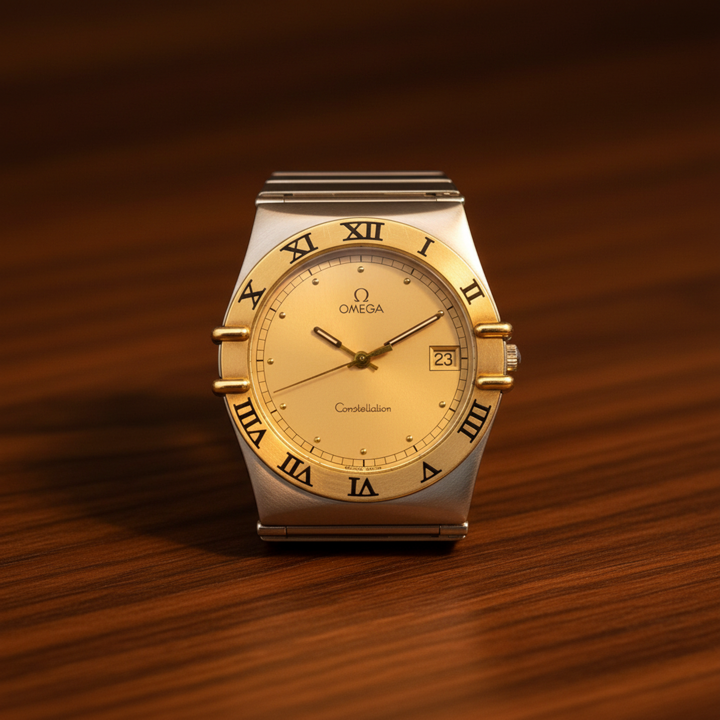 OMEGA Constellation 18K Gold Steel Quartz Mens Watch 396.1080 Polished