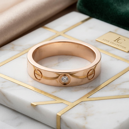 Cartier Mini Love Ring 1P Diamond B4050749 Pink Gold (18K) Fashion Diamond Band Ring Pink Gold