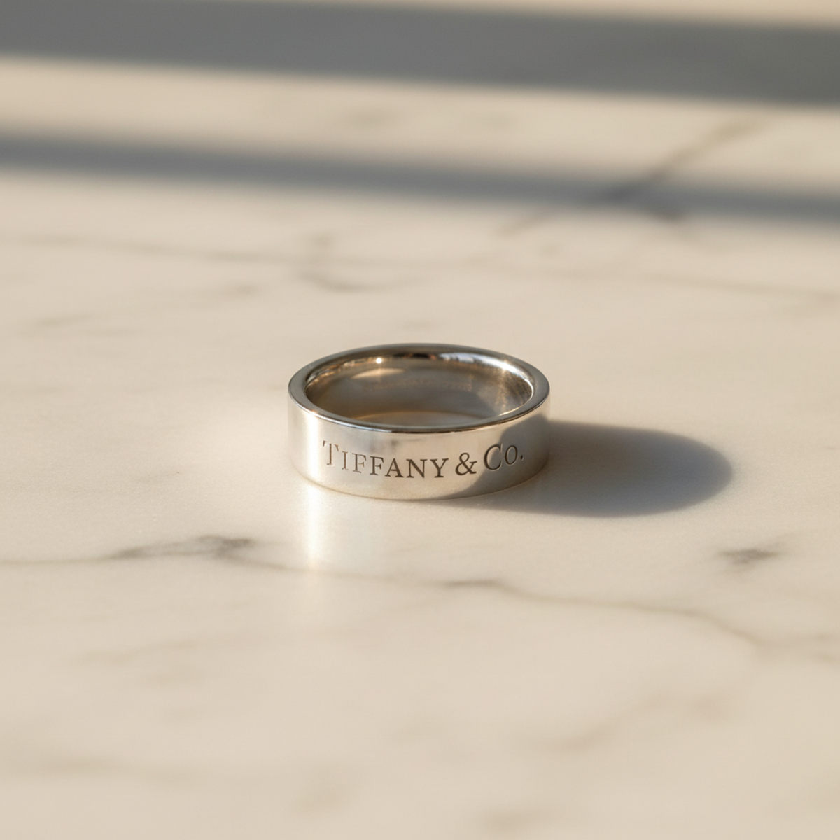 Tiffany Flat Band Ring Platinum Fashion No Stone Band Ring Silver