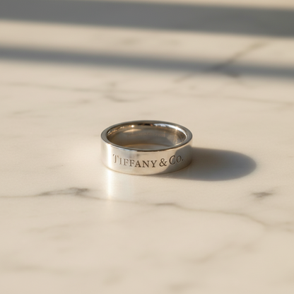 Tiffany Flat Band Ring Platinum Fashion No Stone Band Ring Silver