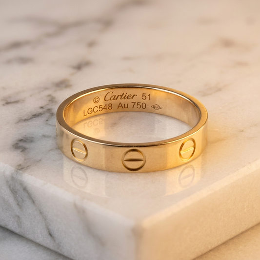 Cartier Mini Love Ring Pink Gold (18K) Fashion No Stone Band Ring Pink Gold