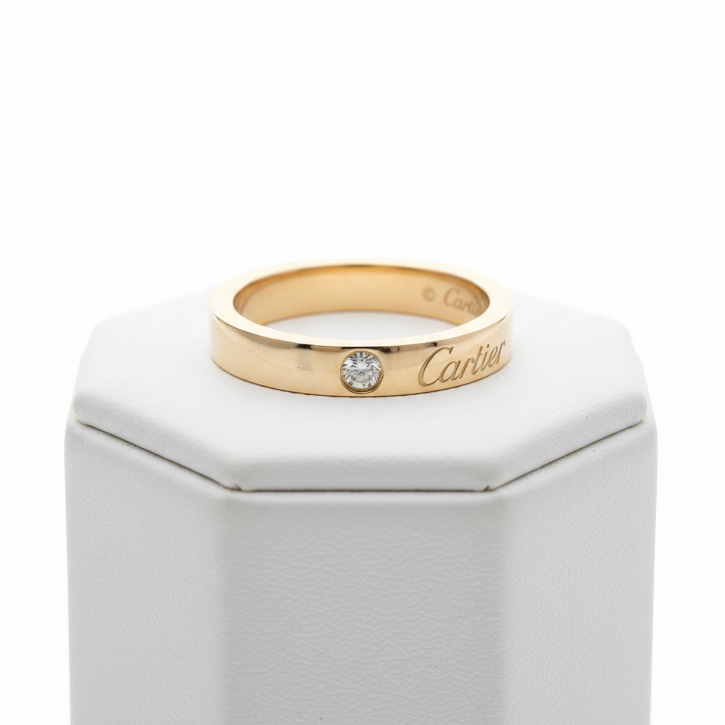 Cartier C De Cartier Ring With 1 Diamond Pink Gold (18K) Fashion Diamond Band Ring Pink Gold