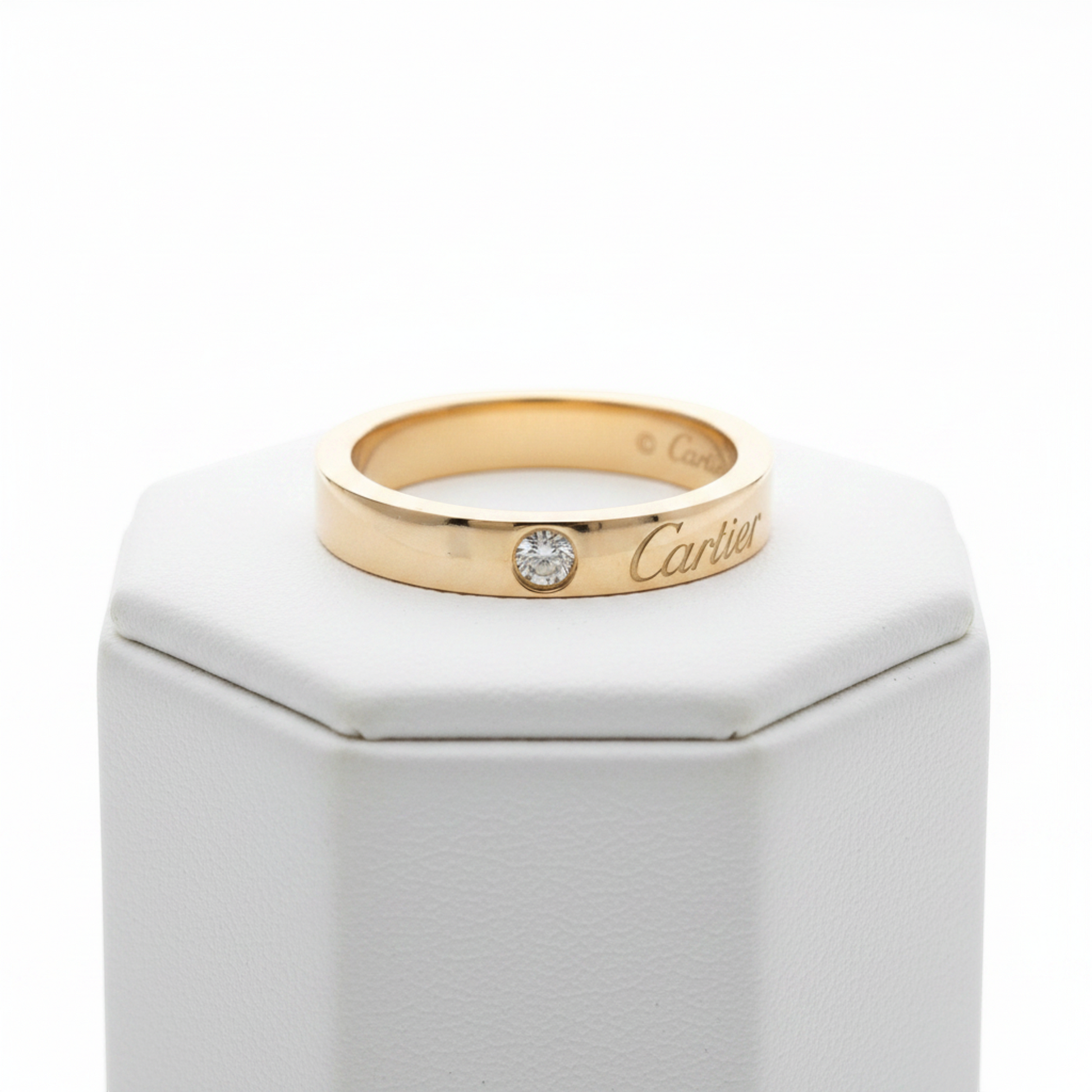 Cartier C De Cartier Ring With 1 Diamond Pink Gold (18K) Fashion Diamond Band Ring Pink Gold