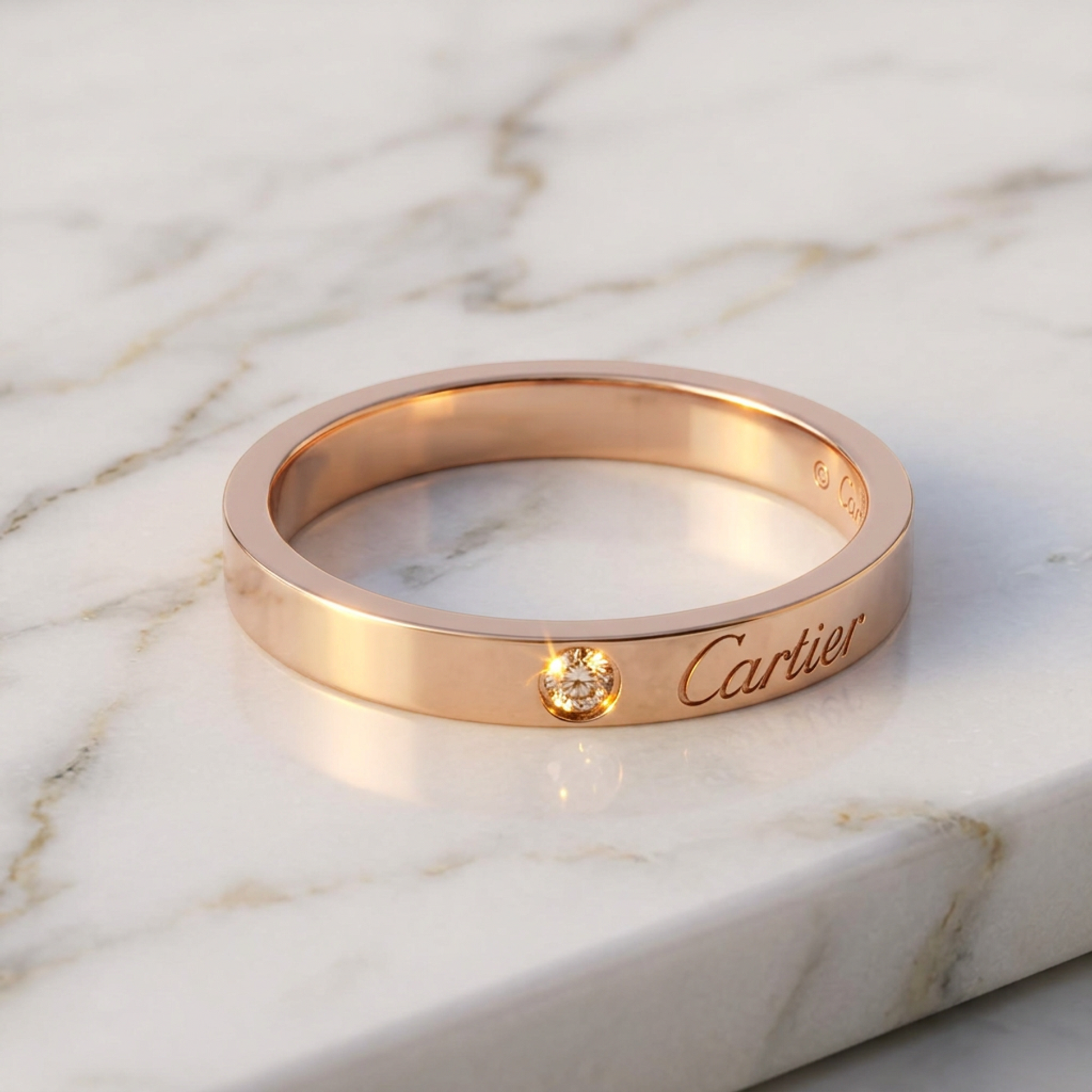 Cartier Cartier C De Cartier Diamond Ring Pink Gold (18K) Fashion Diamond Band Ring Pink Gold