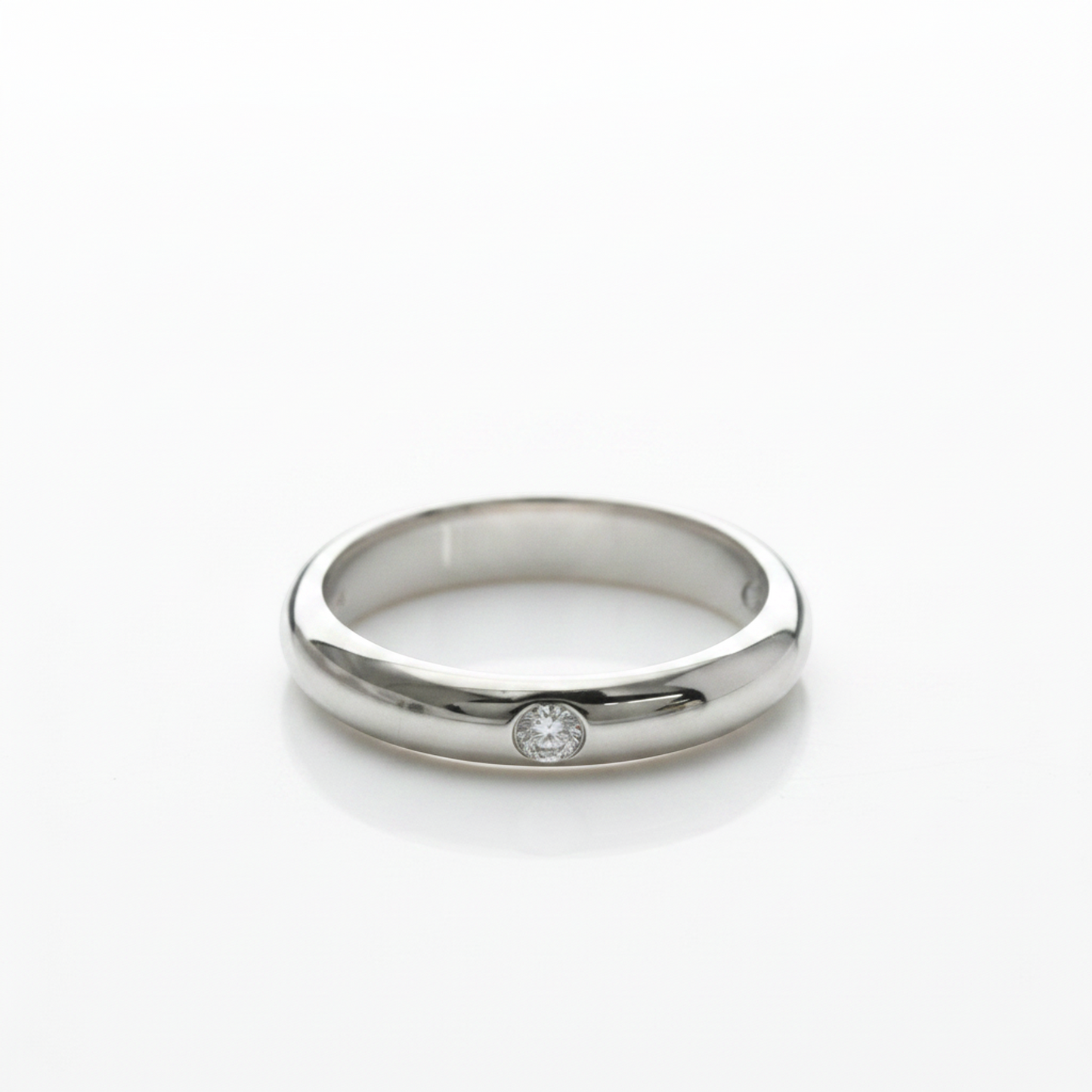 Cartier 1895 Wedding Ring, 1 Diamond Platinum Fashion Diamond Band Ring Silver