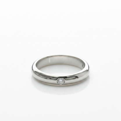 Cartier 1895 Wedding Ring, 1 Diamond Platinum Fashion Diamond Band Ring Silver