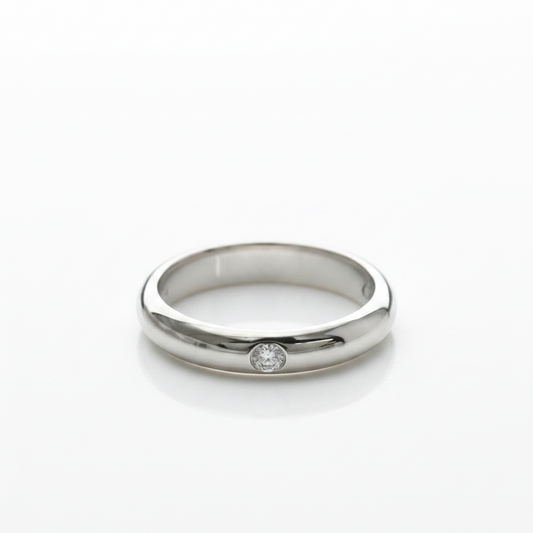 Cartier 1895 Wedding Ring, 1 Diamond Platinum Fashion Diamond Band Ring Silver