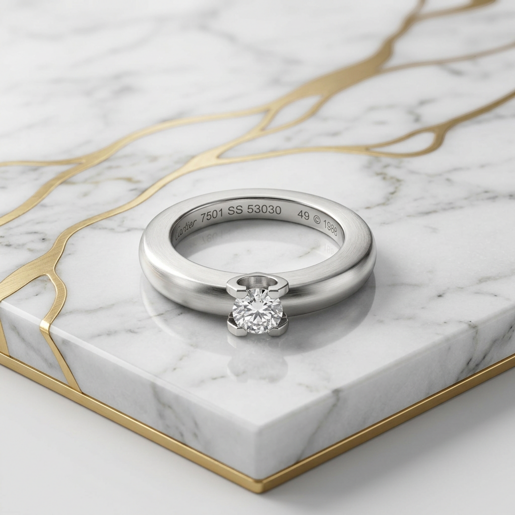 CARTIER Cartier C De Cartier Diamond Ring White Gold (18K) Polished