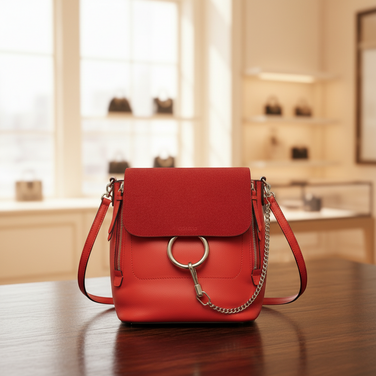 Chloé Faye Women's Leather,Suede Backpack Orange