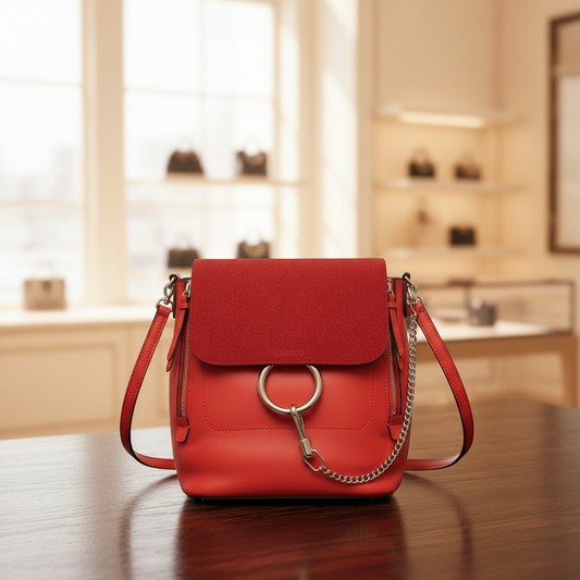 Chloé Faye Women's Leather,Suede Backpack Orange