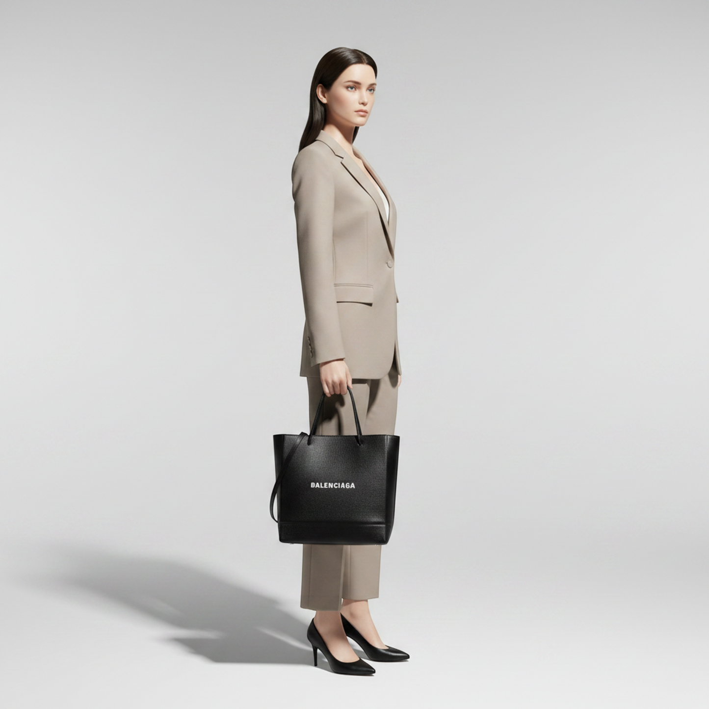 Balenciaga Shopping Bag S 597860 Men,Women Leather Shoulder Bag,Tote Bag Black