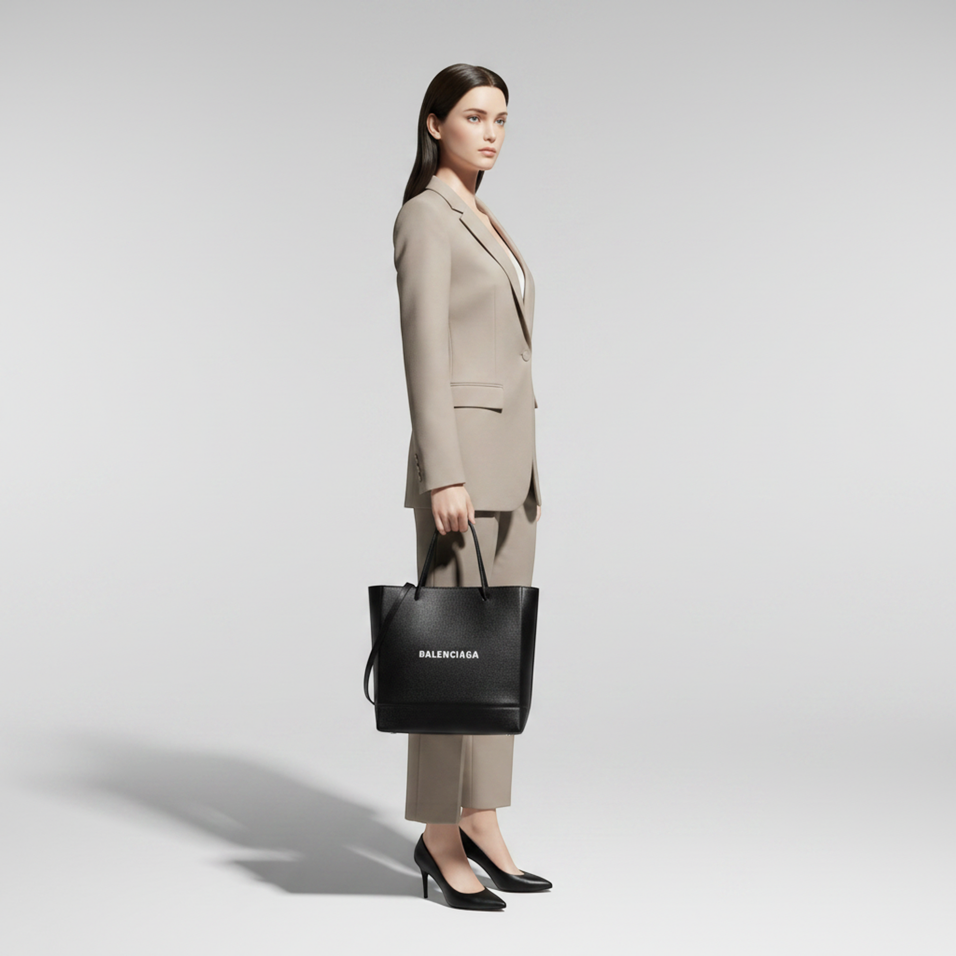 Balenciaga Shopping Bag S 597860 Men,Women Leather Shoulder Bag,Tote Bag Black