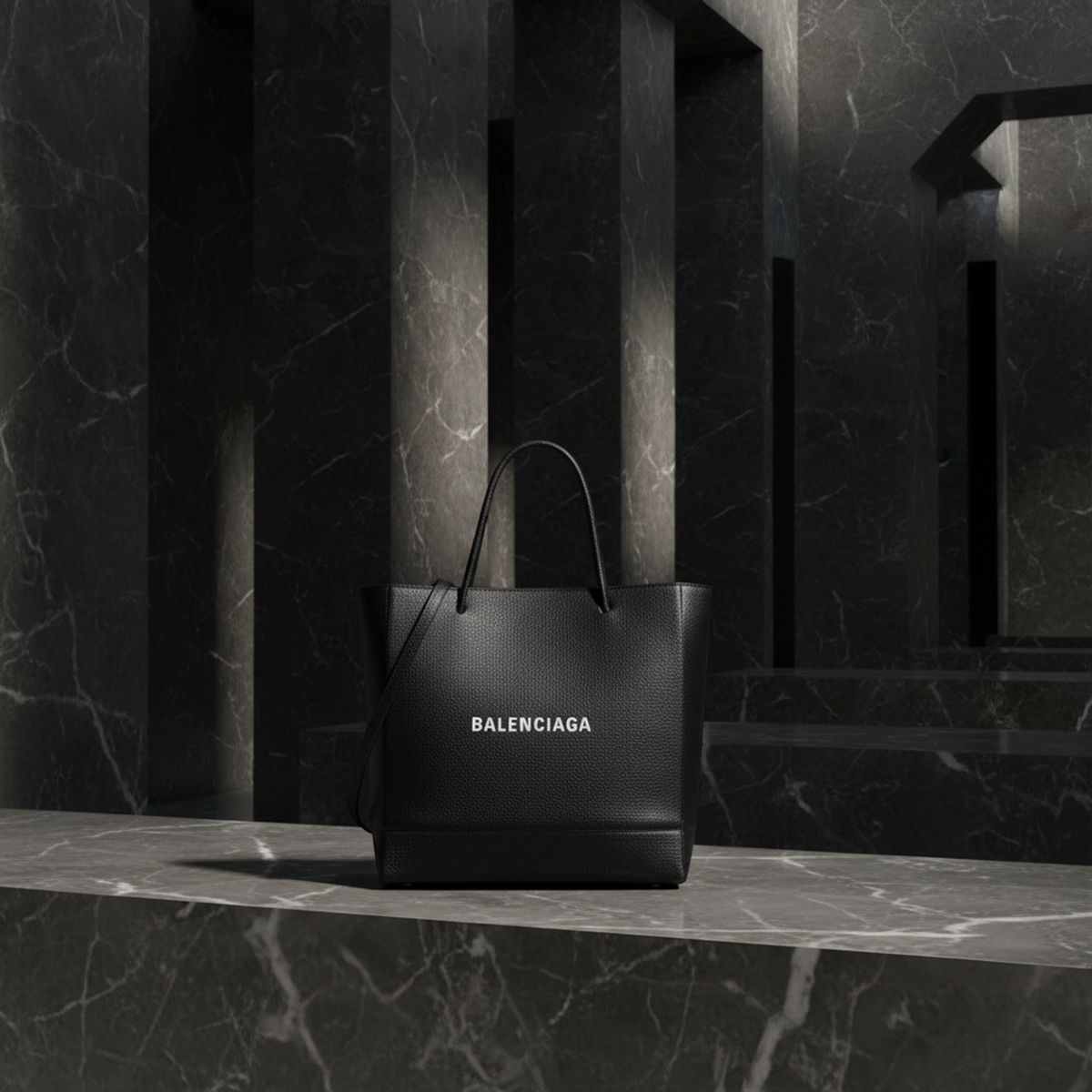 Balenciaga Shopping Bag S 597860 Men,Women Leather Shoulder Bag,Tote Bag Black