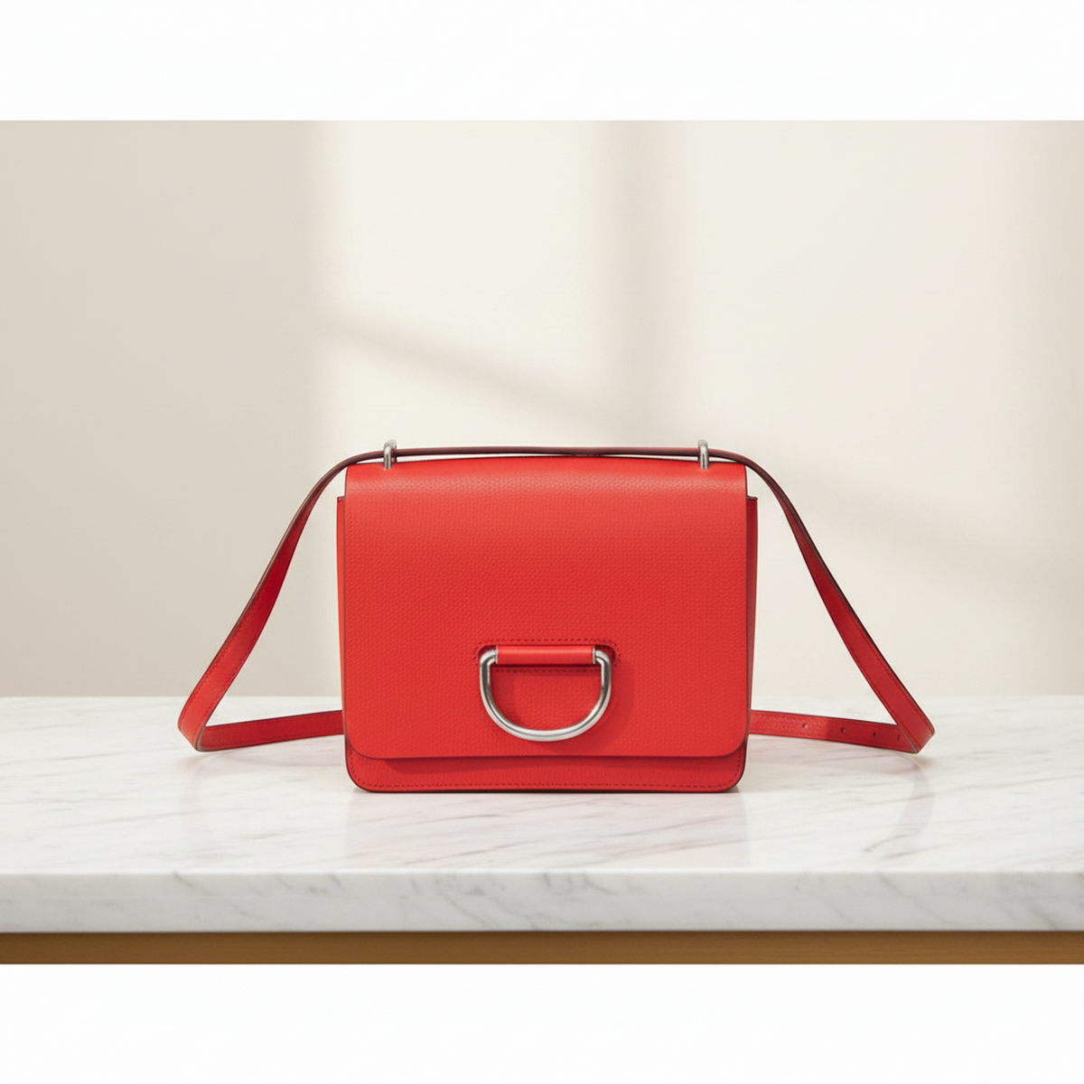 Burberry D-ring Women's Leather Shoulder Bag Red Color