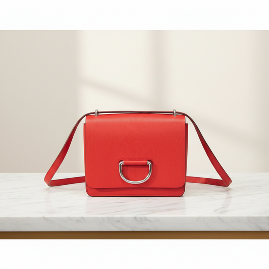 Burberry D-ring Women's Leather Shoulder Bag Red Color