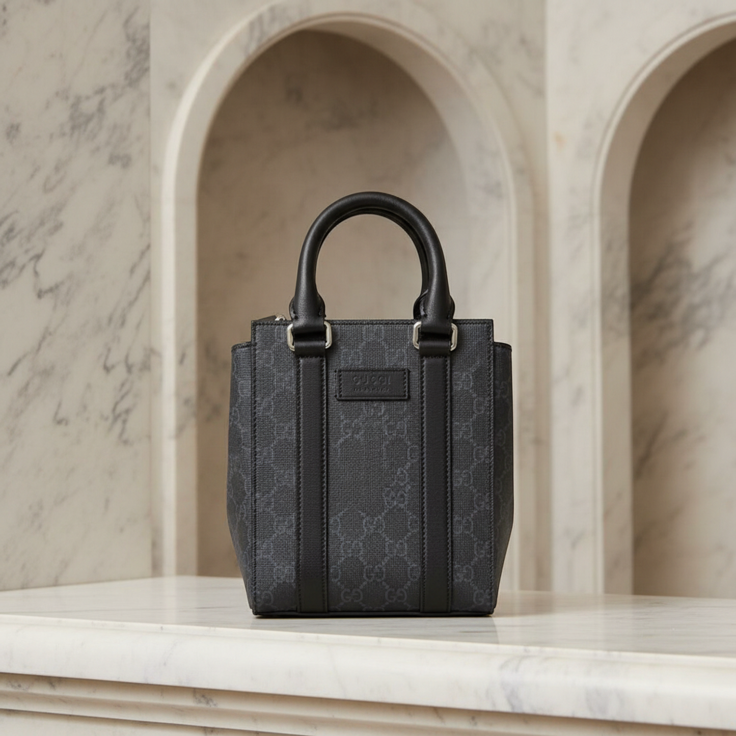 Gucci 696010 Men,Women GG Supreme,Leather Handbag,Shoulder Bag Black