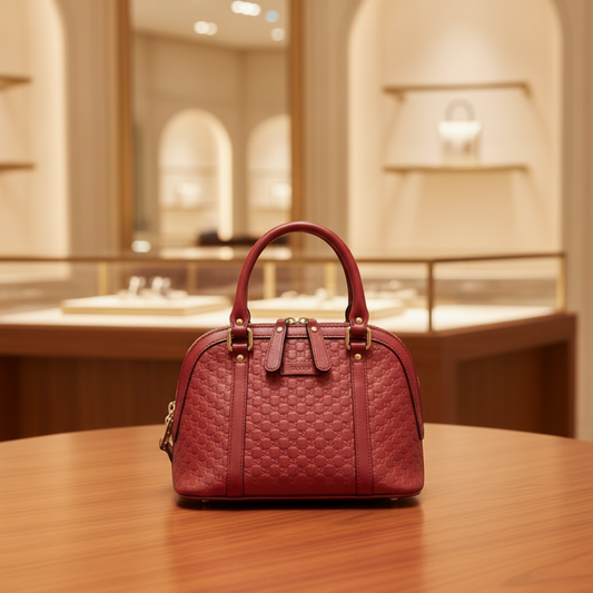 Gucci MicroGuccissima 449654 Women's Leather Handbag,Shoulder Bag Red Color