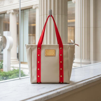 Louis Vuitton Antigua Cabas MM M40035 Women's Tote Bag Beige,Red Color