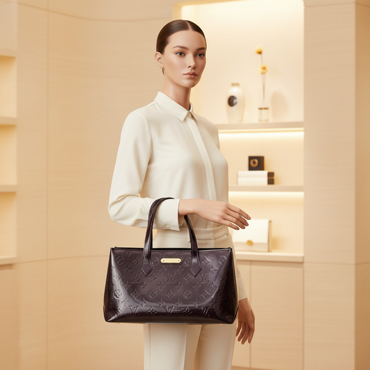 Louis Vuitton Monogram Vernis Wilshire PM M93641 Women's Handbag Amarante