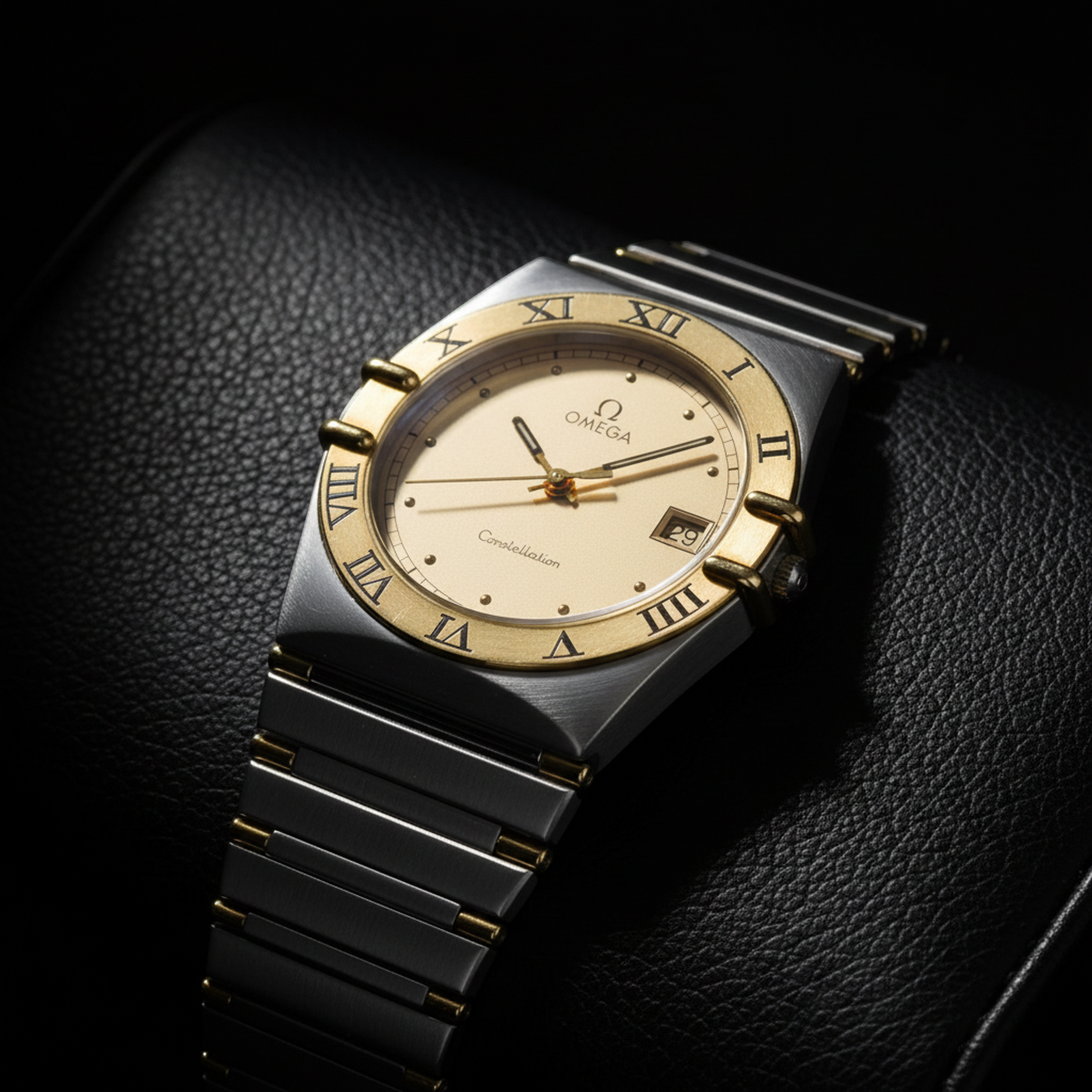 OMEGA Constellation 18K Gold Steel Quartz Mens Watch 396.1070 Polished