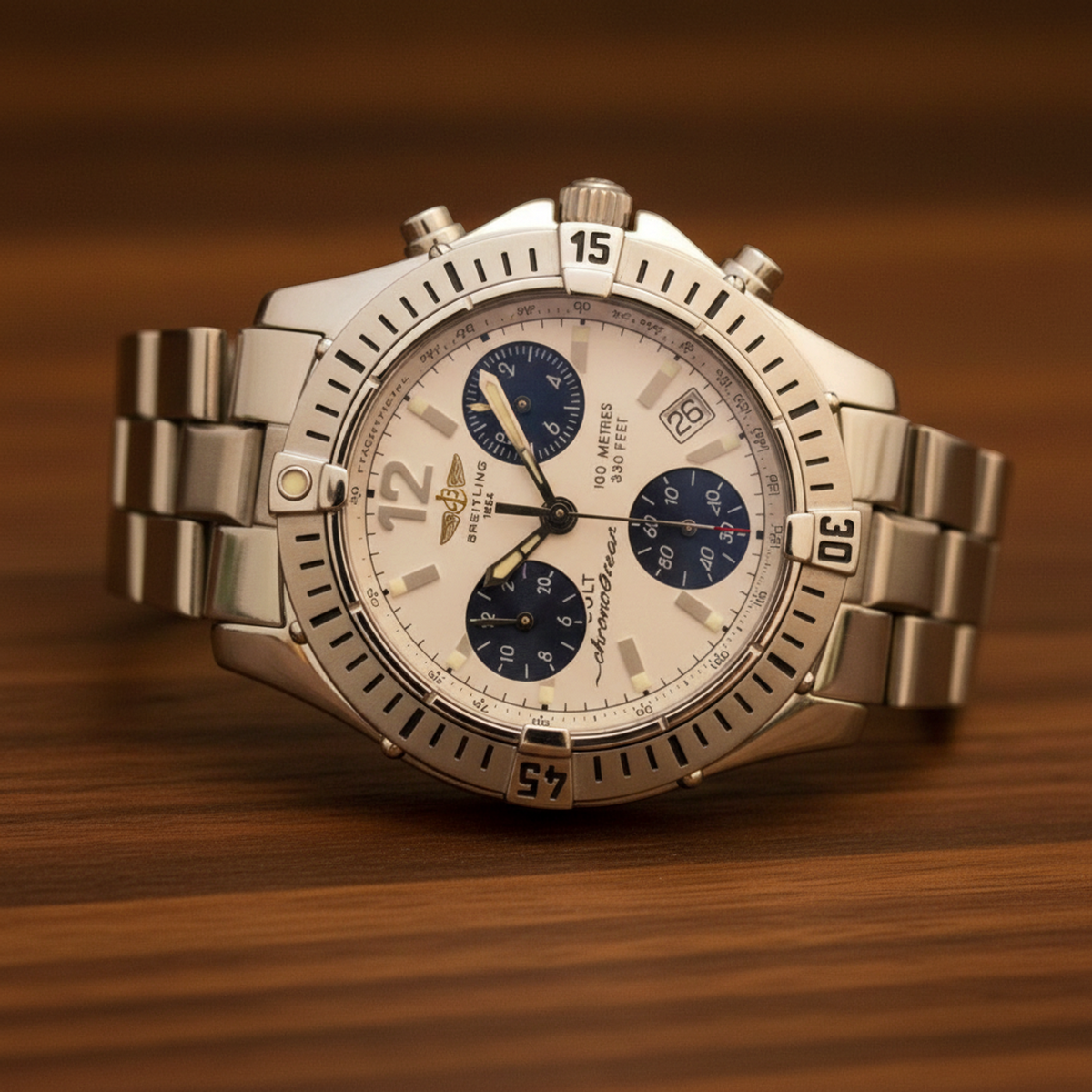 BREITLING Colt Chrono Ocean Steel Quartz Mens Watch A53350 Polished