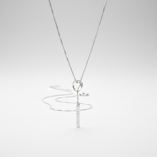 GUCCI Lariat Necklace White Gold (18K) No Stone Polished