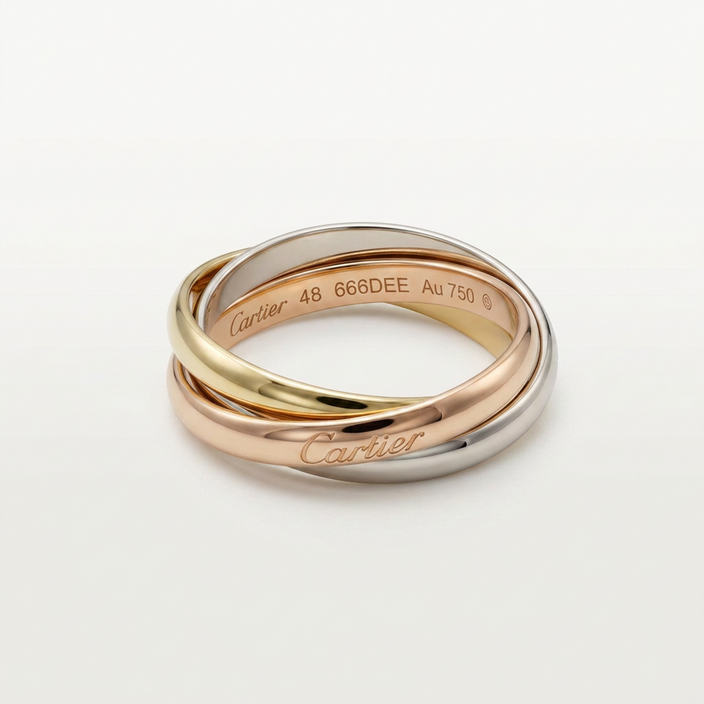 Cartier Trinity Yellow Gold (18K),Pink Gold (18K),White Gold (18K) Fashion No Stone Band Ring Gold