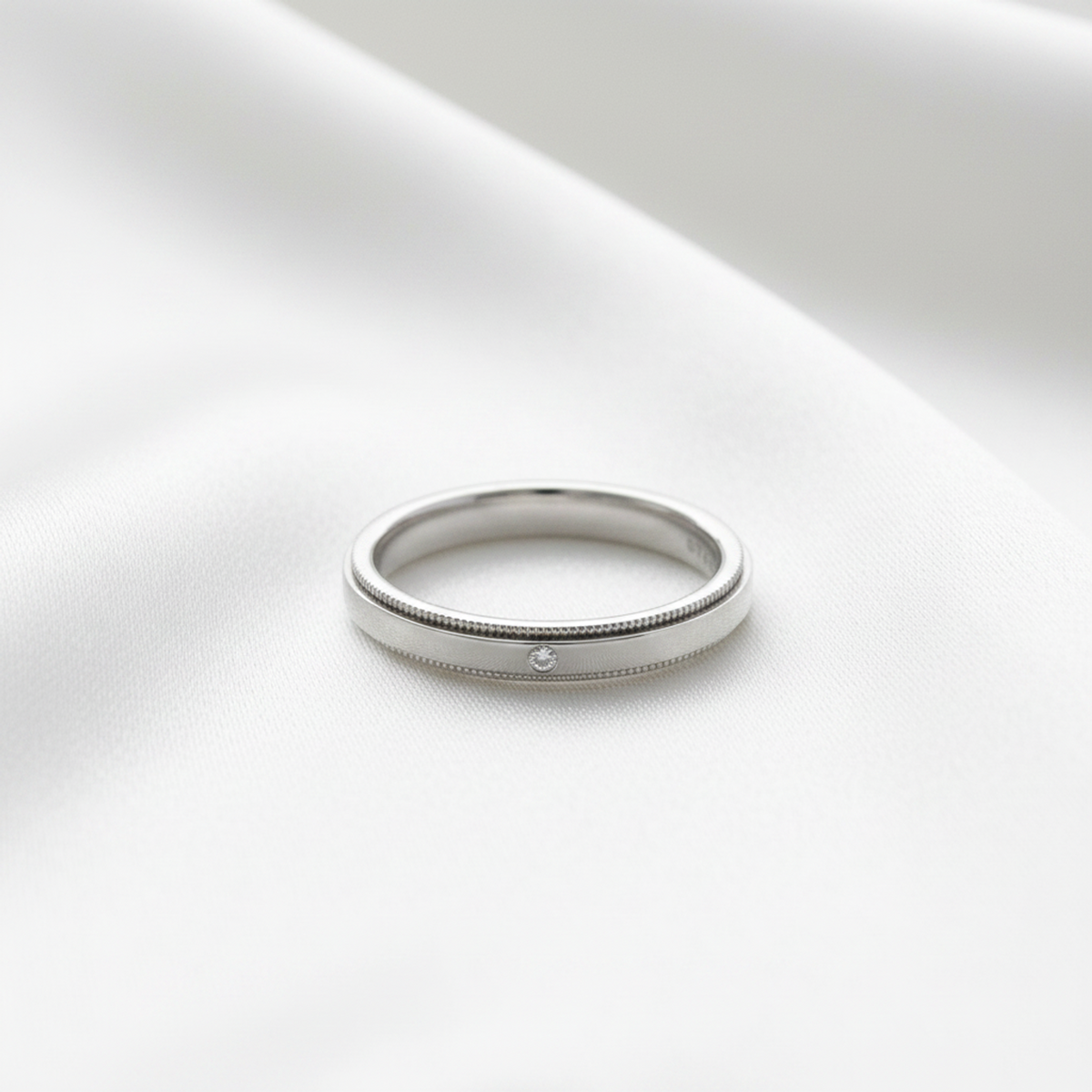 TIFFANY Milgrain Band Ring Platinum Fashion No Stone Polished