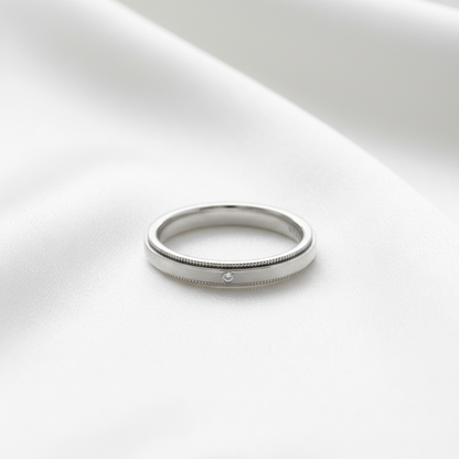 TIFFANY Milgrain Band Ring Platinum Fashion No Stone Polished