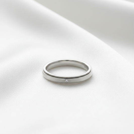 TIFFANY Milgrain Band Ring Platinum Fashion No Stone Polished